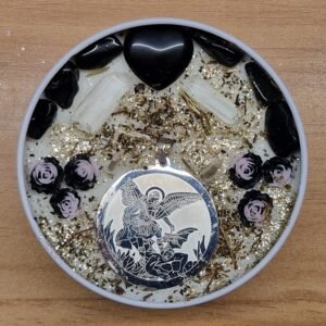 Archangel Michael Protection Candle with Black Obsidian & Clear Quartz
